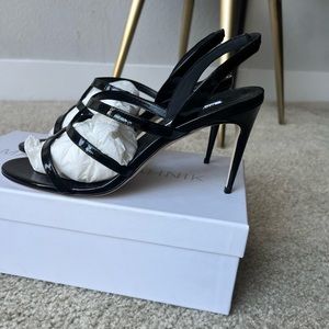 Manolo Blahnik Tysahi 90 mm leather sandals.